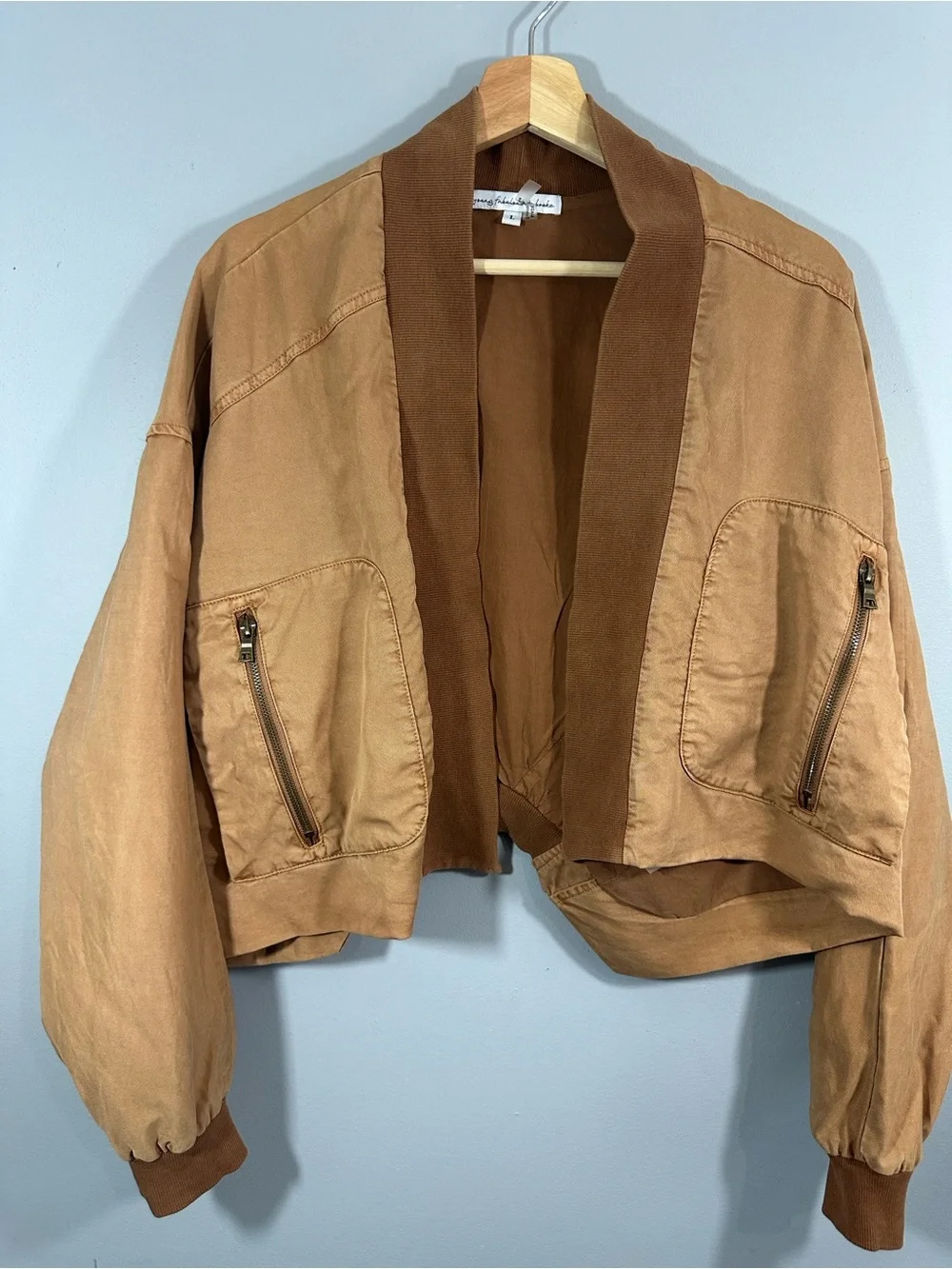 Young Fabulous & Broke Fara Womens Cropped Convertible Open Front Jacket Sz Lge